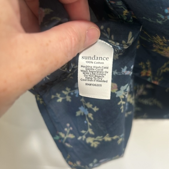Sundance Stories To Be Told Navy Blue Floral Button Up Long Sleeve Blouse XS - Picture 10 of 10
